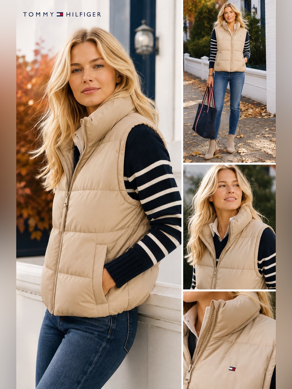 Tommy Hilfiger Stand-Collar Puffer Vest Beige